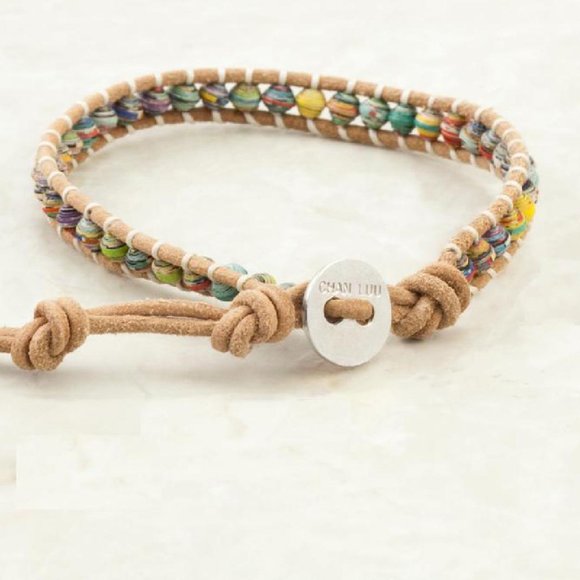 CHAN LUU MULTI-COLORED PAPER BEAD SINGLE WRAP BRACELET, BSZ-4495, NEW - Picture 2 of 4